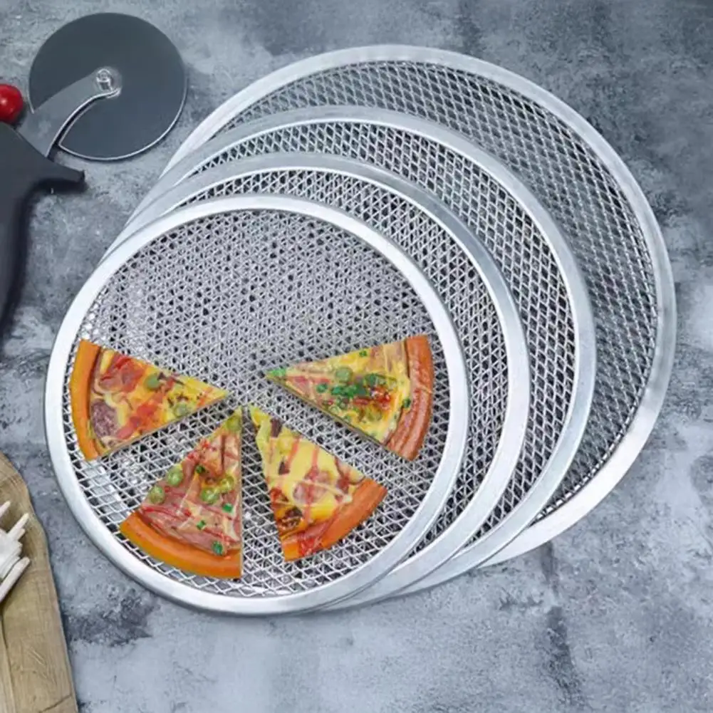 Pizza Screen for Oven Aluminum Baking Pan Aluminum Alloy Pizza Screen Mesh Baking Pan Grade Round Pizza Crisper Tray Non-stick