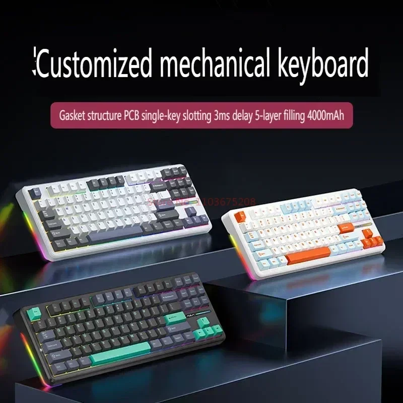 

F87 Pro Aula Mechanical Keyboard 2.4g/Usb/Bluetooth Tri Mode Customized Keyboard 87 Key Hotswap Rgb Pbt Gaming Keyboard For Pc