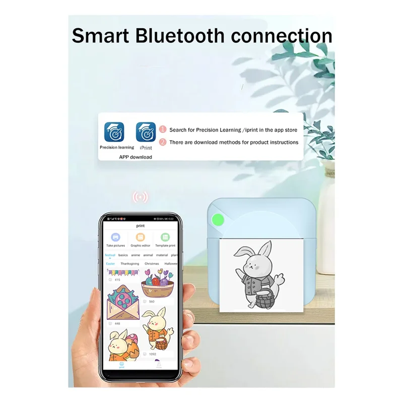 Practical-Mini Thermal Label Printer Student Wrong Question Photo Barcode Printer Portable Multifunctional Label Printer Pink