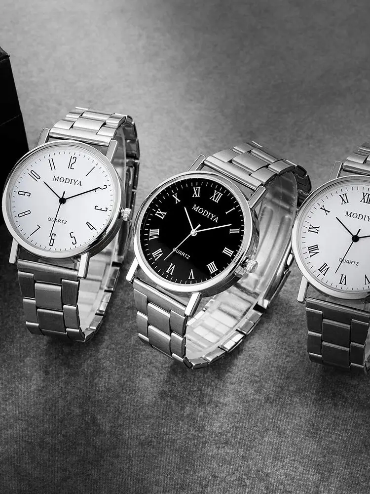 Herrenuhr, lässig, silberfarbenes Legierungsband, männliche Quarzuhren