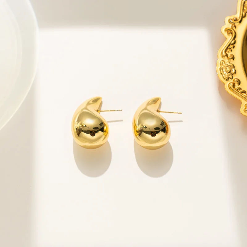 Small Gold Color Water Drop Stud Earring for Women Ear Jewelry Simple Valentine\'s Day Gift