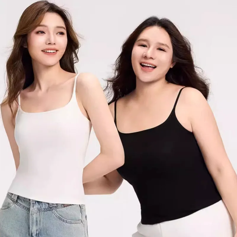 Dámské sexy tílka s ramínky, bílé a černé barvy, bez rukávů, základní tričko, úzká vesta, zeštíhlující tílka, spodní prádlo, módní topy - náhled 2