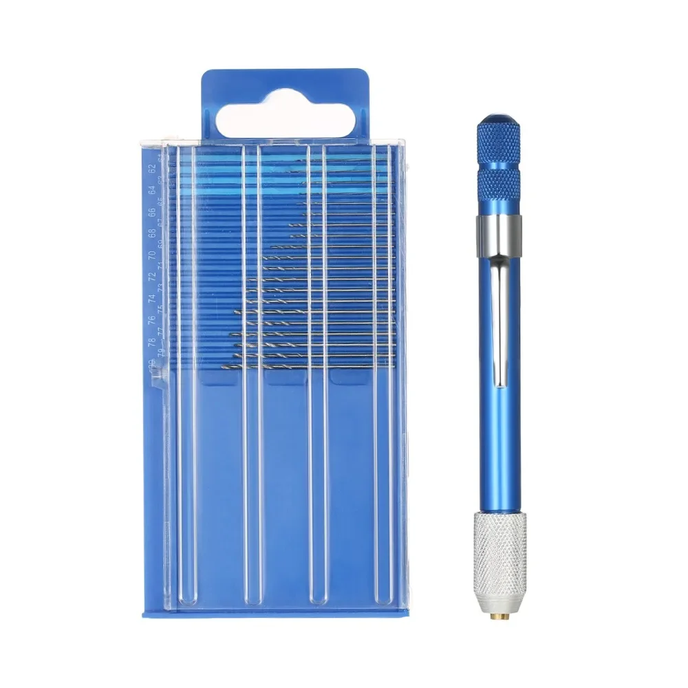 21pcs Mini HSS Twist Micro-Drill Bits Set Index 61-80 Twist Drill Bits with Aluminum Hand Drill Rotary Tool