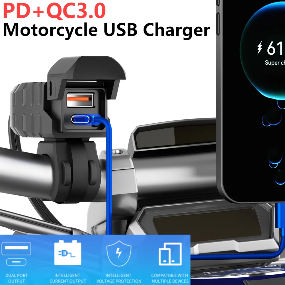 

PD QC3.0 USB-зарядное устройство для мотоцикла 12 В, зарядное устройство для телефона на мотоцикле, адаптер питания, аксессуары для мотоциклов для всех телефонов, планшетов, GPS