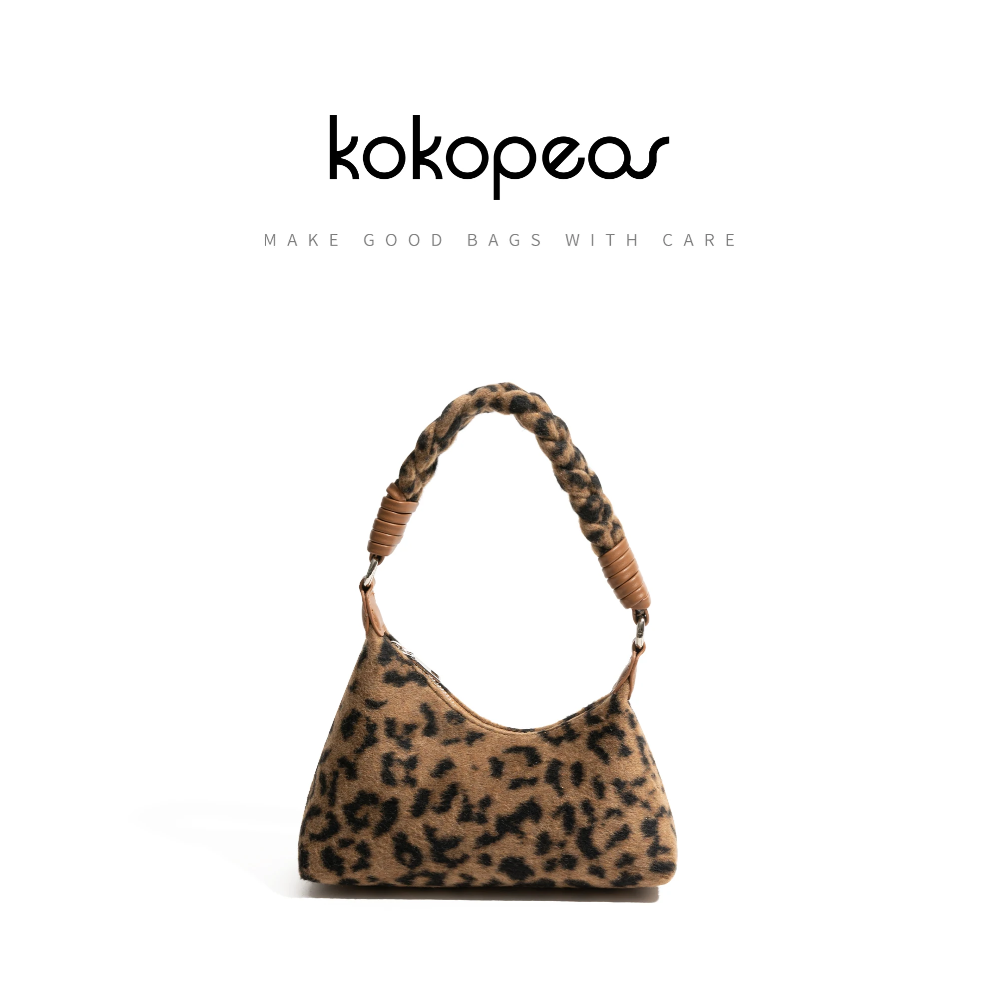 

KOKOPEAS Leopard Pattern Hobo Bag Plush Top Handle Luxury Design Crossbody Bag Stylish Underarm Shoulder Phone Purse For Women