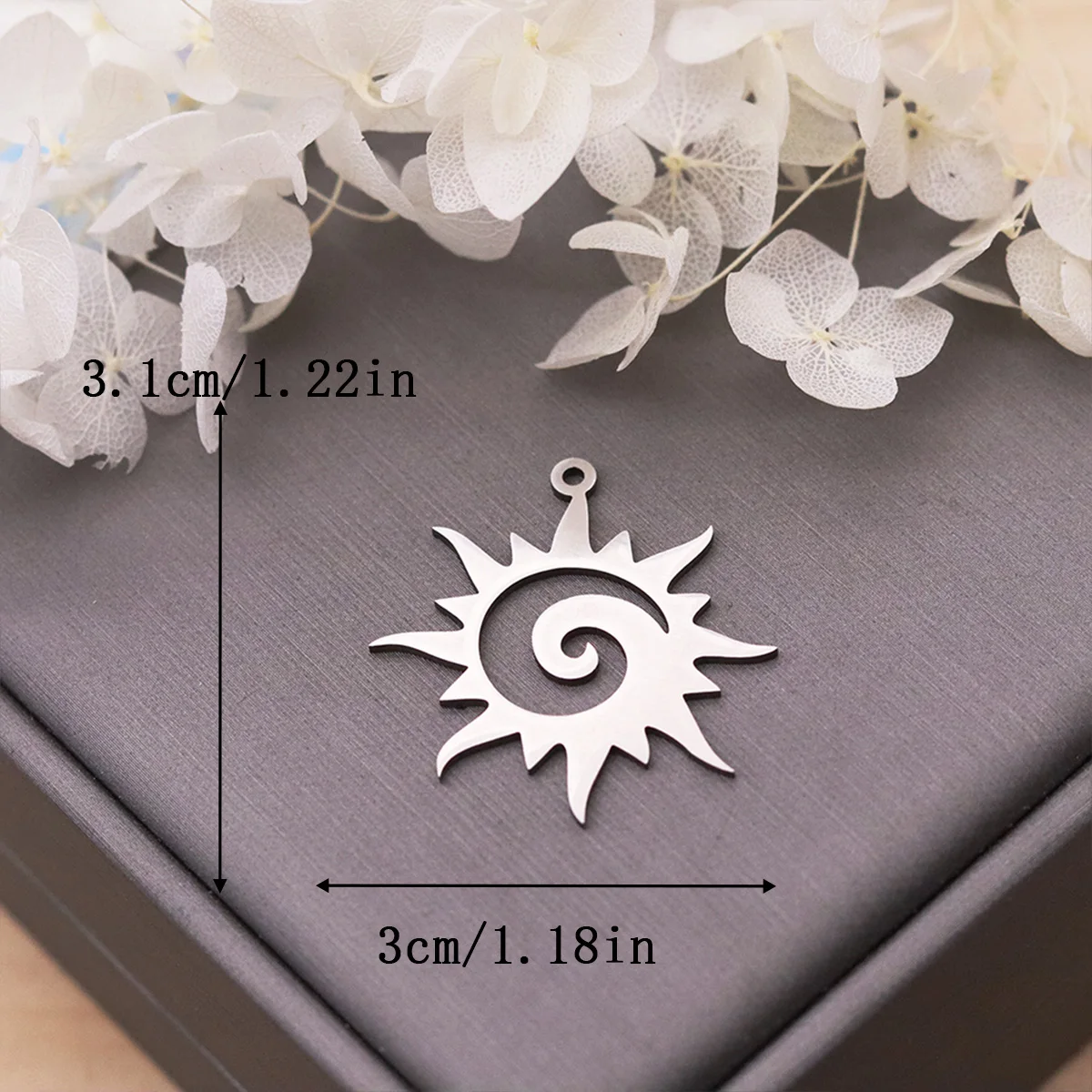 3pcs Stainless Steel Spiral Sun Charms Hollow Celestial Sun Pendant for DIY Jewelry Making Necklace Earrings Craft Findings