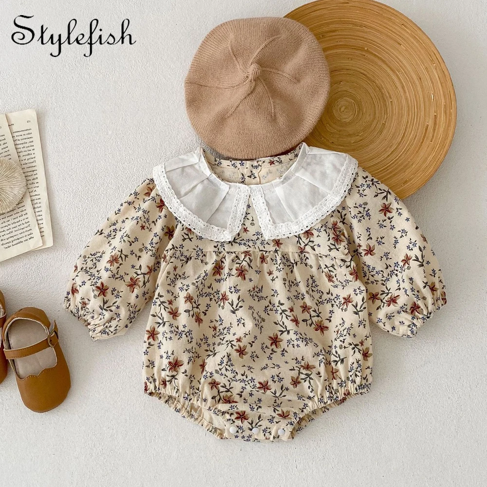 

Spring 2023 New Girl's Clothing Cotton Infant Garment Flower Fashion Baby Long Sleeve Romper