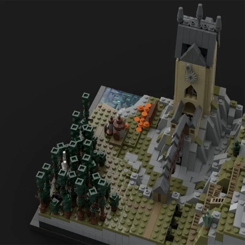 Spot MOC-161358 Tovenaar Kasteel en Grond Uitbreiding Compatibel Middeleeuws Kasteel Model Bouwstenen Assemblage Bouwstenen Speelgoed