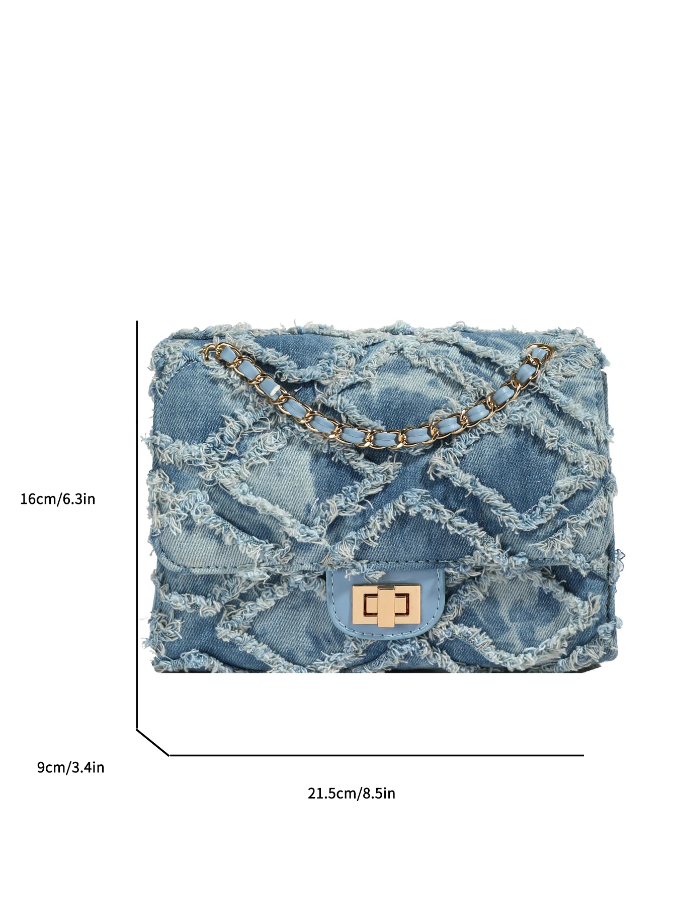 Denim small square bag women\'s flip chain shoulder bag is suitable for girls, women, college students, new professionals and whi