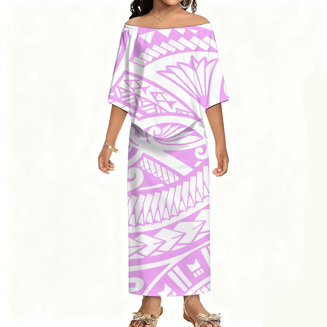 فساتين بولينيزية صيفية مخصصة للفتيات خارج الكتف من الأمام فساتين طويلة فساتين نسائية أنماط فستان الحفلات والمهرجانات #1