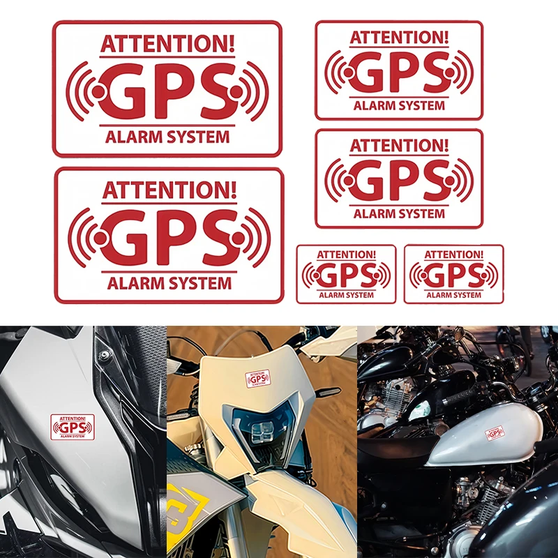 

1Set GPS Alarm System Warning Sticker Waterproof Vinyl Decal for Motorcycle Fuel Tank Front Fairing Helmet Scooter