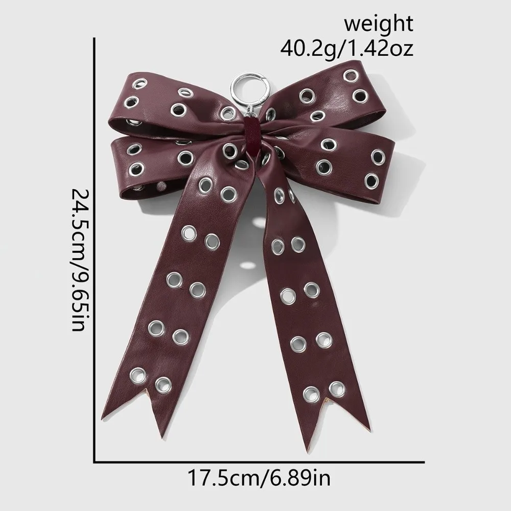 Personalized Star Rivet Bow Keychain Ribbon Punk Cross Pendant Leopard Print Gothic Y2K Keyring Backpack Decor