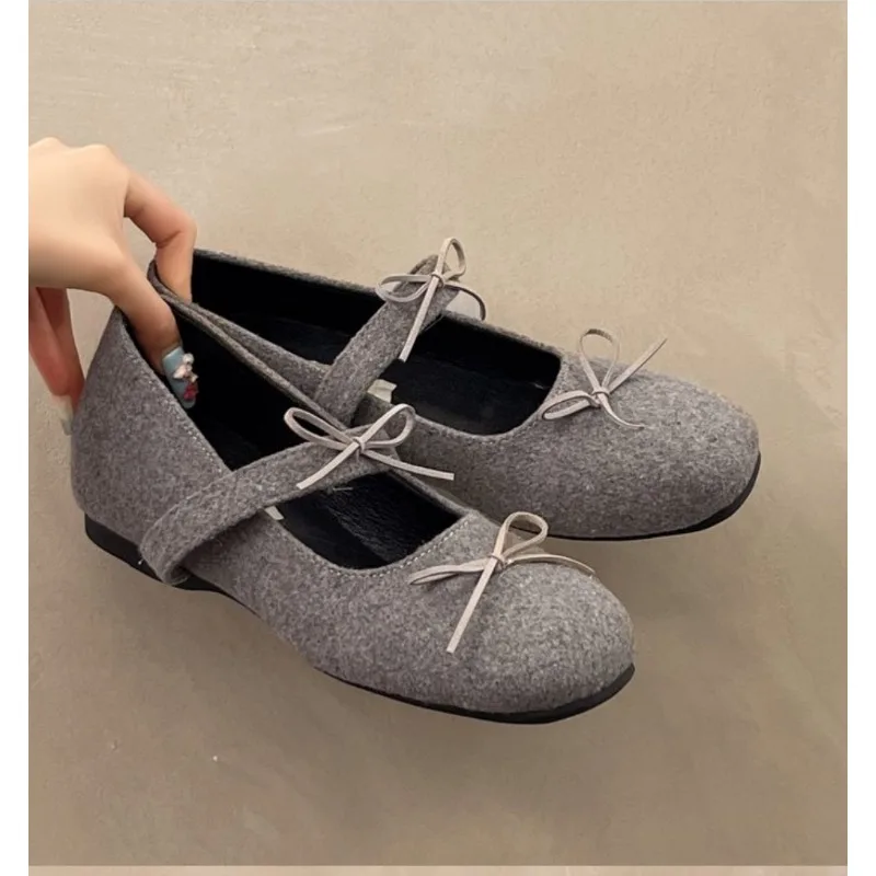 

Женские туфли Мэри Джейн в стиле ретро с круглой головкой и узлом-бабочкой, женские модельные туфли на мягкой подошве, повседневные балетки в уличном стиле на плоской подошве