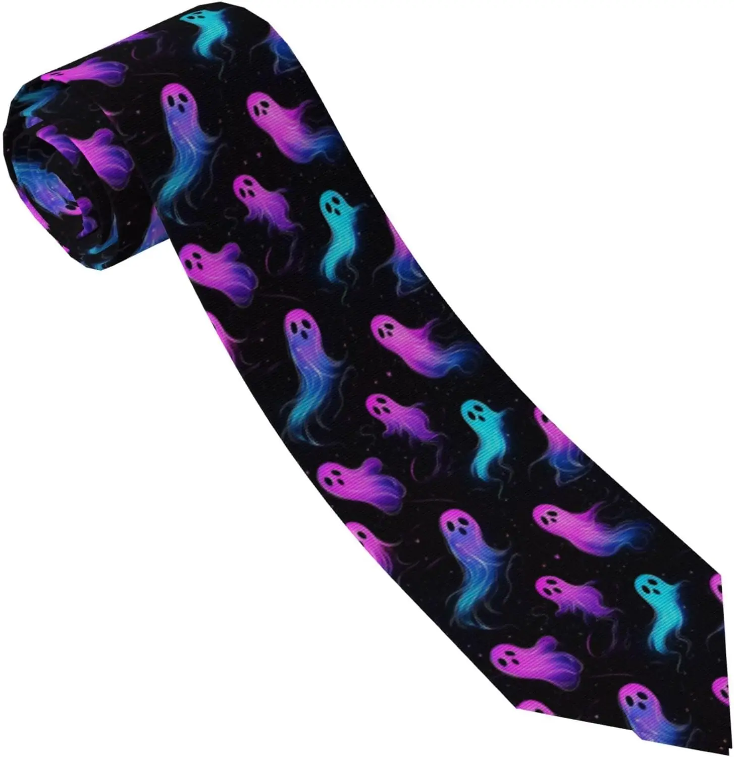 Halloween Colorful Neon Ghost Men's Necktie Fashion Ties for Office Business Wedding Party Gifts