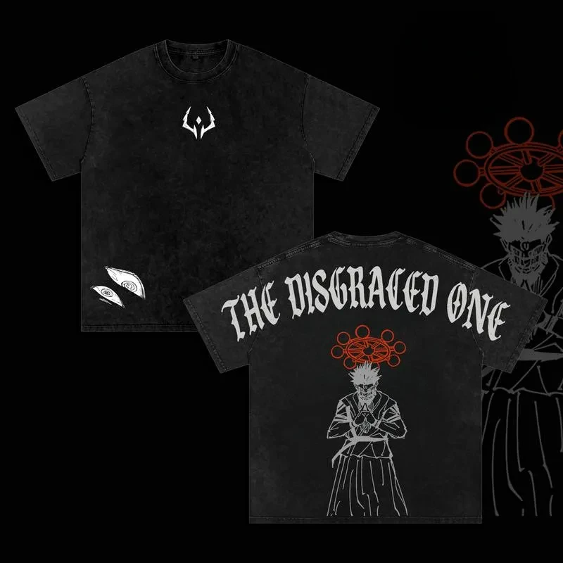 Sukuna Der Verachtete T-Shirt Jujutsu Kaisen Herren Acid Wash Mahoraga Wheel Anime Grafik Shinjuku Showdown Tee 2026 Neuer Sommer
