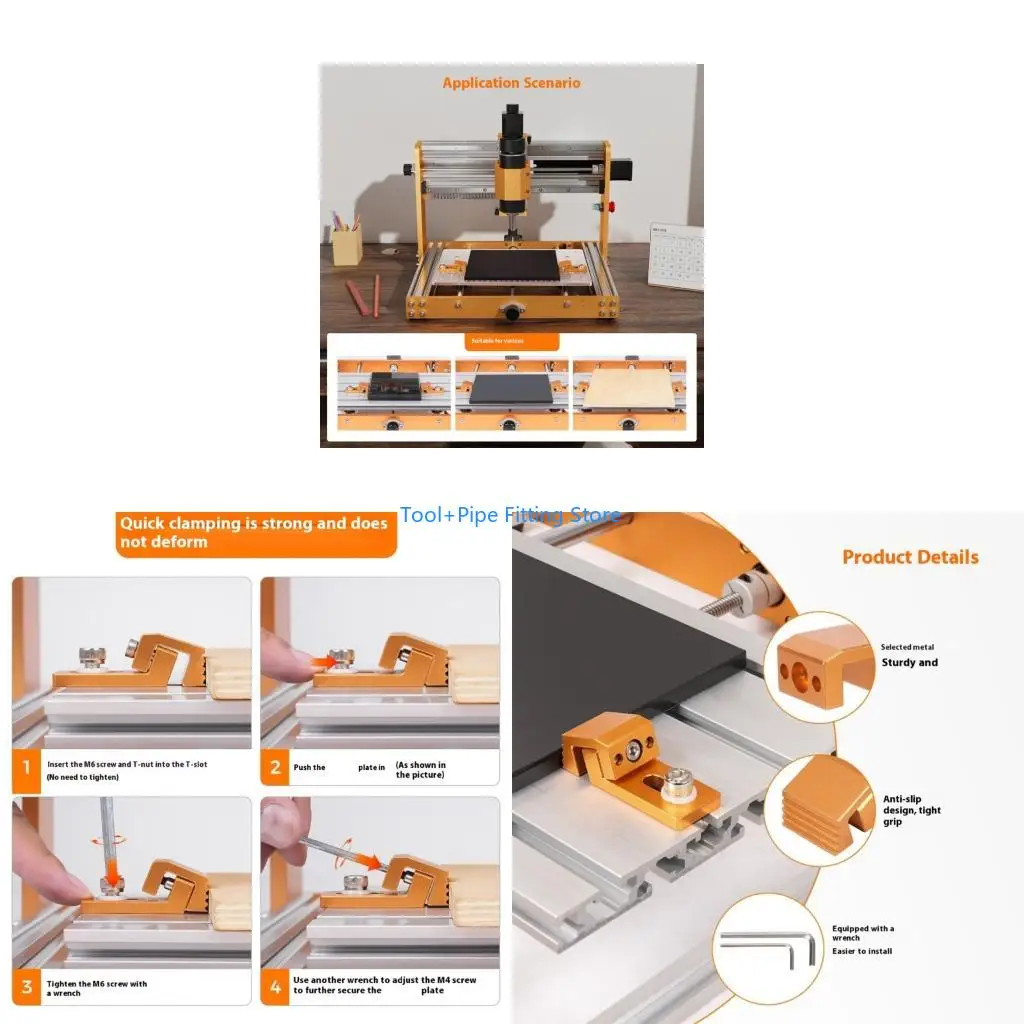 F92B Heavy Duty Low Profile T Slot Clamping Set With Nut For Router Engraving Machine Aluminum Alloy Side Pressure Plate