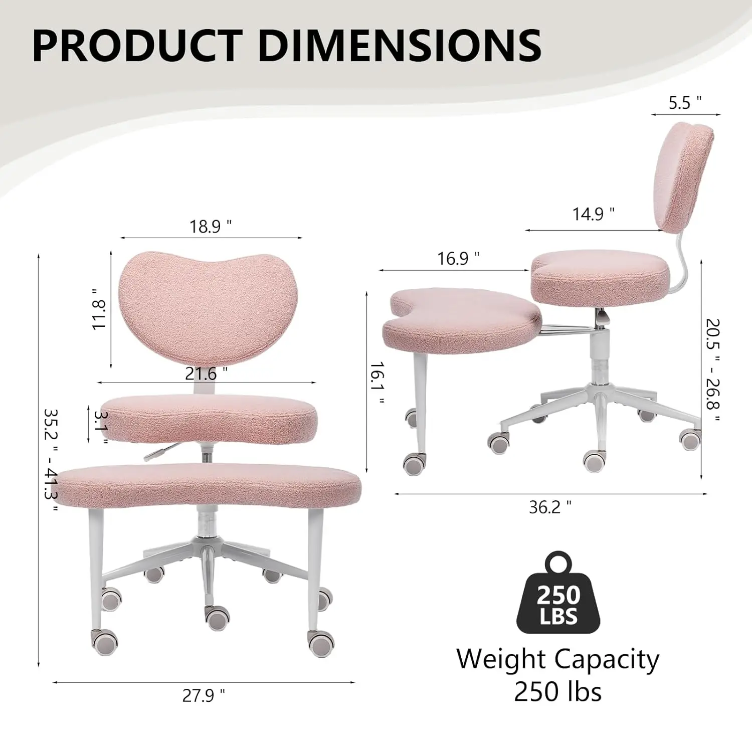 Cross Legged Office Chair With Wheels–360°Swivel Meditation Chair, Adjustable Height Yoga Office Chair For Adults,, Customized