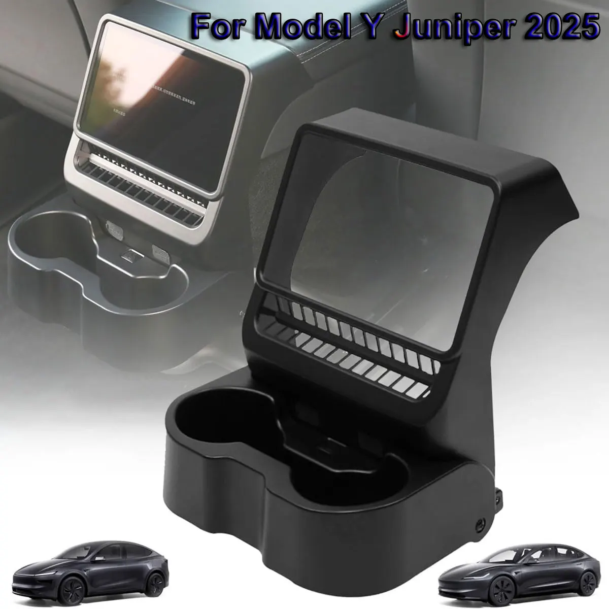 

Rear Cup Holder For Tesla Model Y Juniper 2025 Model 3 Highland 2024-2026 Rear Air Outlet Cup Holders Car Accessories