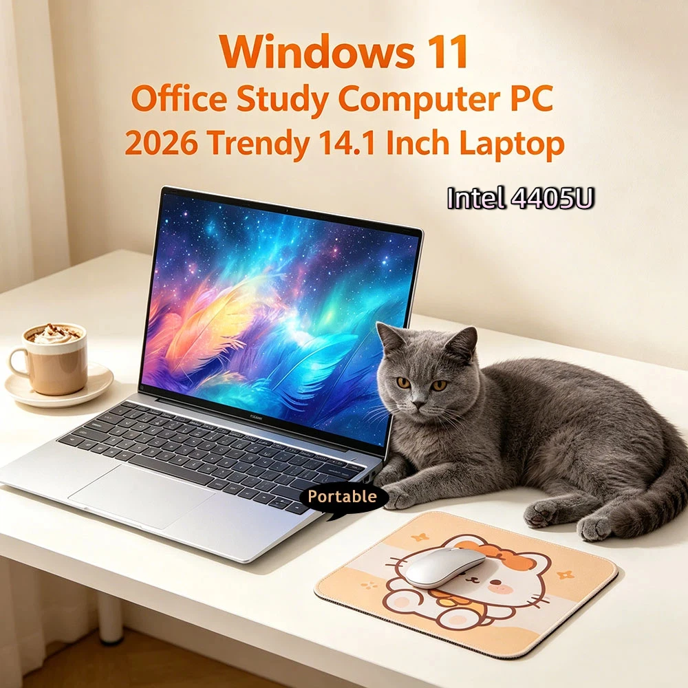 

Modern 14.1" HD Laptop Intel 4405U Ultra Slim 16GB RAM 2TB SSD Windows 11 Pro Home Office Gaming Notebook