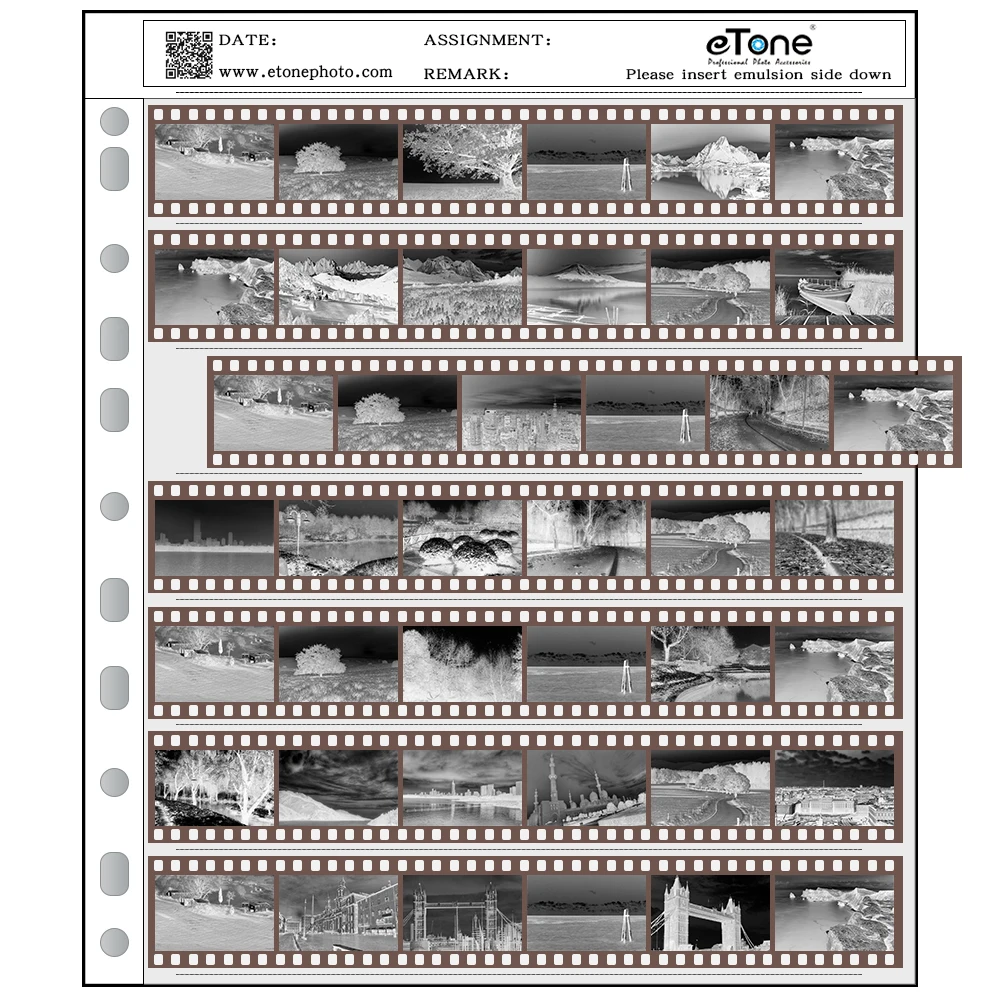 eTone 35/135mm Negatives Film Storage Pages Acid-free Bags Black&White Color Film Slide Preservers Pages