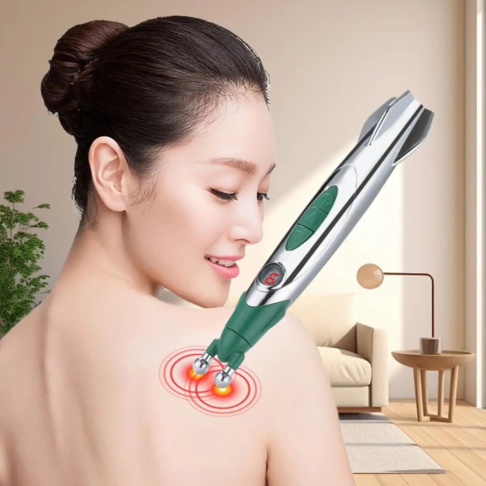 Massage Pen Portable Muscle Stimulator Meridian Massager Device For Fitness Enthusiasts Athletes Shoulder Back 9 Adjustable