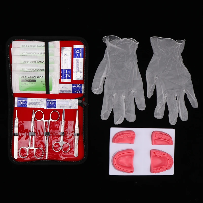 Kit de entrenamiento de sutura quirúrgica Dental, modelo de práctica de sutura, almohadilla de entrenamiento, herramienta de tijeras, equipo de enseñanza, Kit de operación de la piel