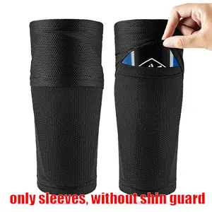 1 Par De Futebol Shin Guard Futebol Crashproof Bezerro Protector Nylon Perna Mangas Meia Shin Protector com Bolso Proteção Treinamento 6 principais vendas caneleira e meiao - №5