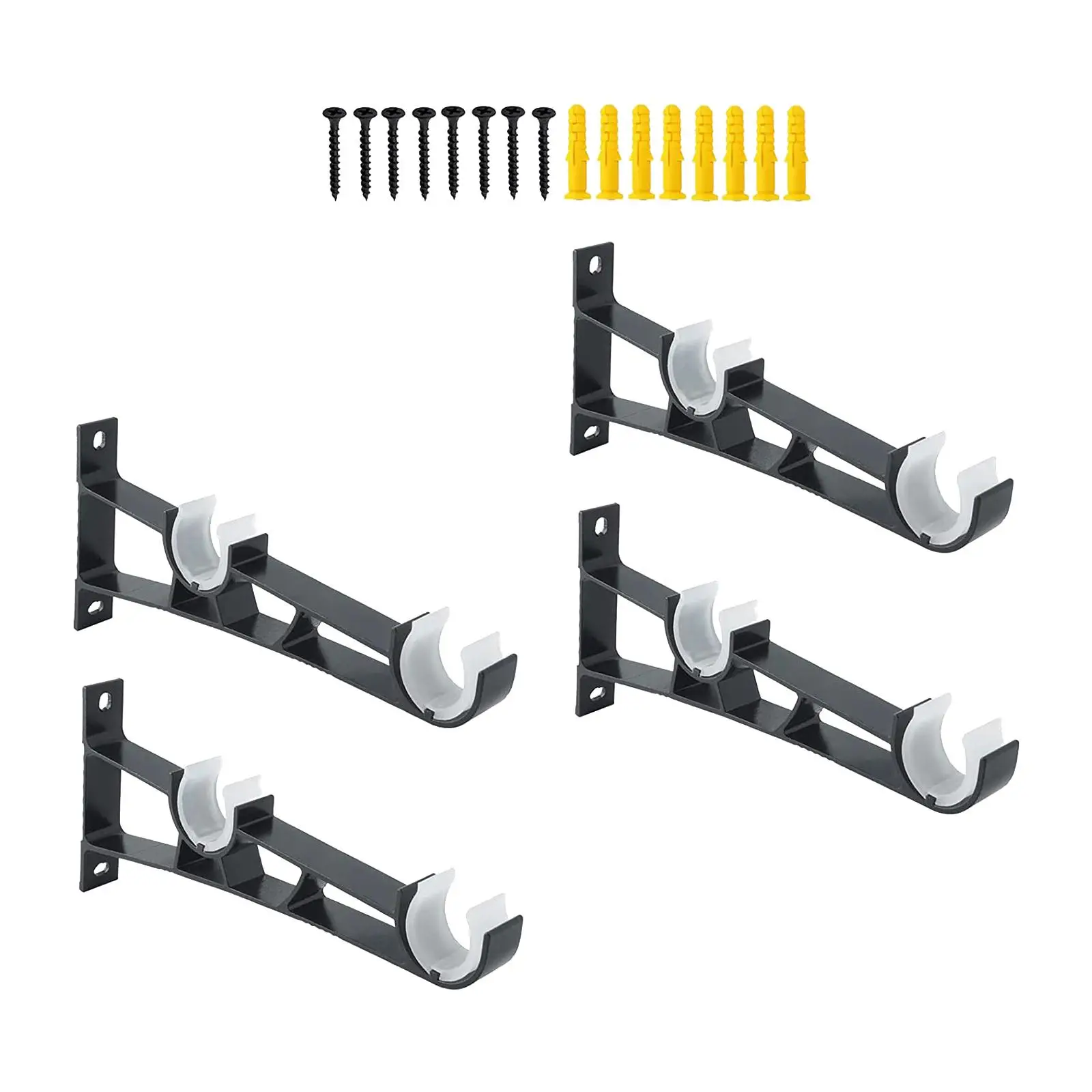 4x Curtain Rod Brackets Shower Curtain Pole Holders for Bathroom