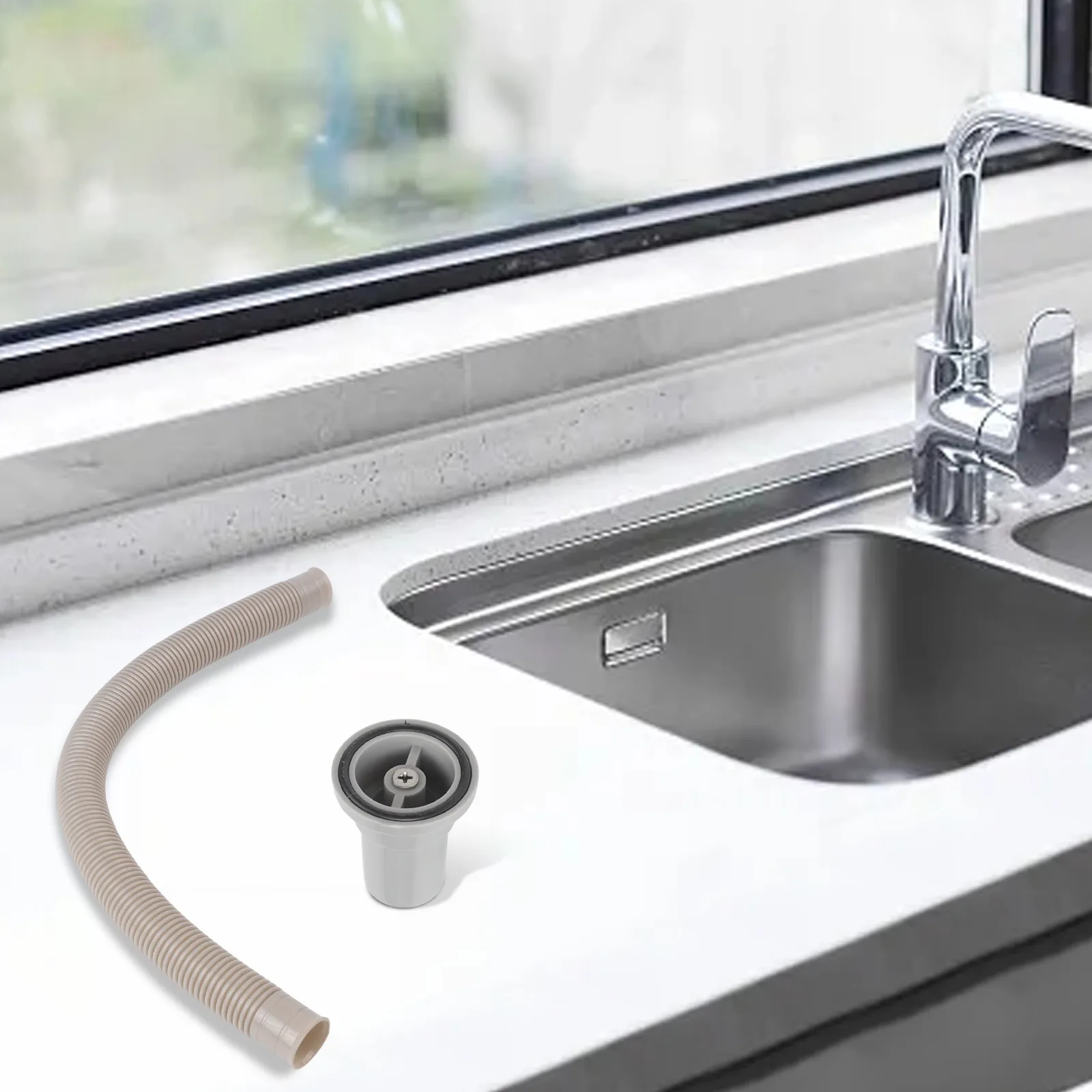 Kitchen Usage Grey Kitchen Sink Accessory Functional Kitchen Sink Long-lasting Performance For Various Drain Sets