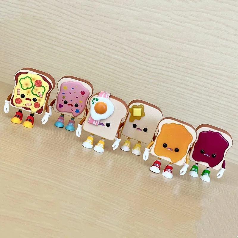 Qualia Gashapon Capsule Toy Cute Toast Boy Butter Bread Man Pizza Elf Figures Doll Model Desktop Decoratoion Ornaments Kid Gifts