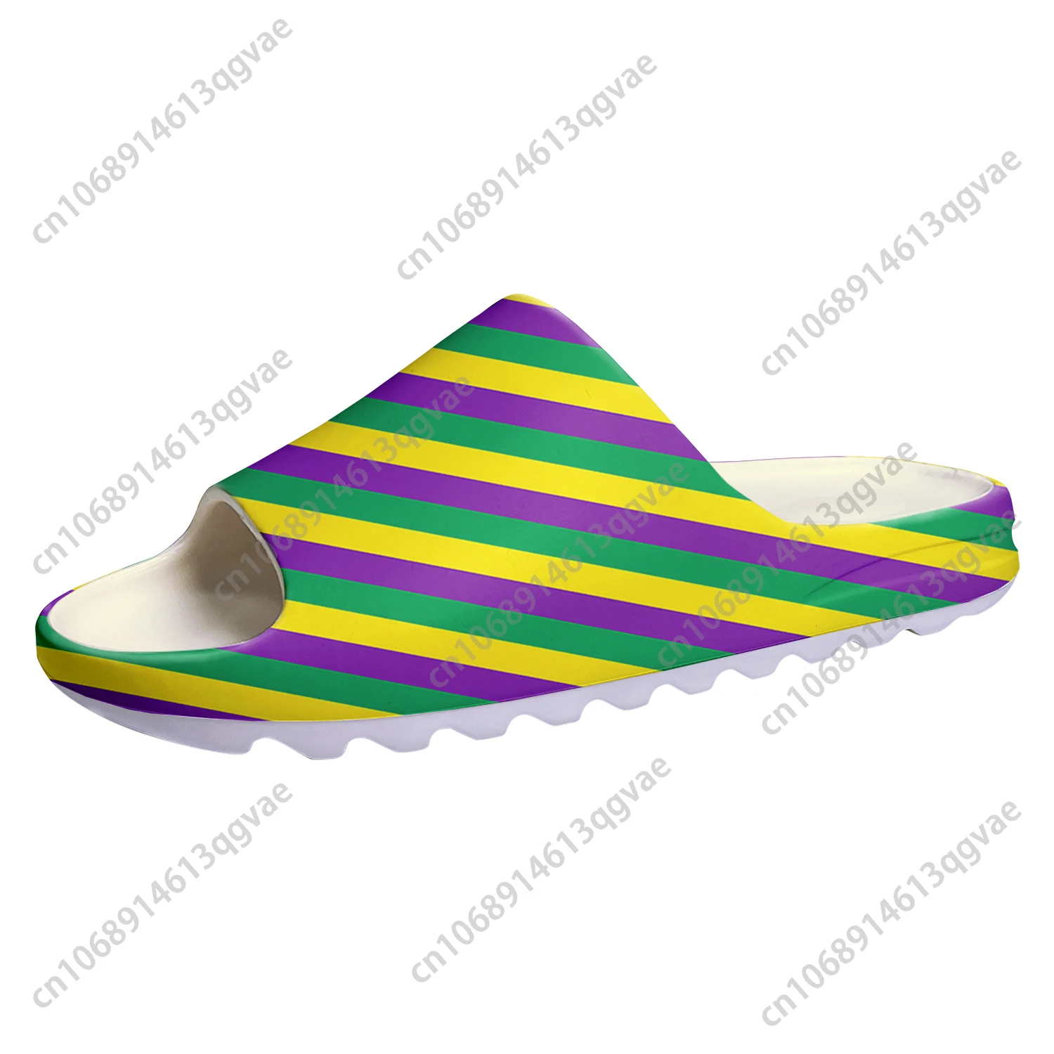 Mardi Gras Stripe Soft Sole Sllipers Home Clogs Customized Water Shoes Mens Womens Teenager Stepping on Shit Beach Sandals