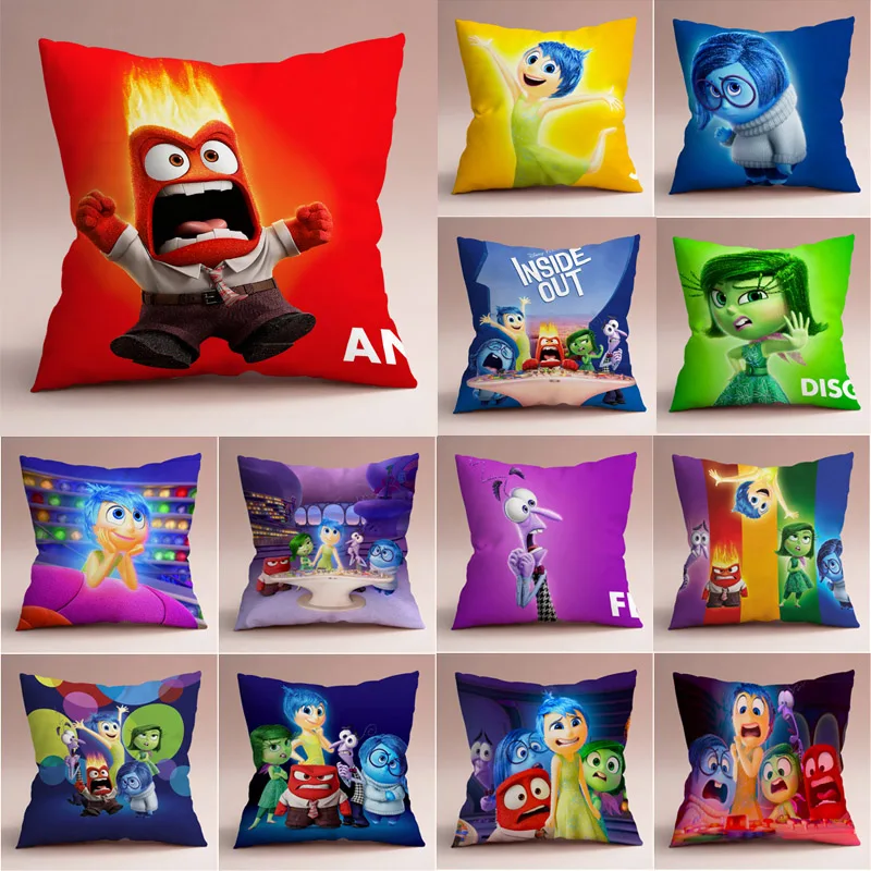 

Inside Out 2 Cushion Cover Plush Toys Cartoon Pillowcase 45X45cm Kawaii Pillow Cases Sofa Pillow Car Cushion Resistant To Dirt