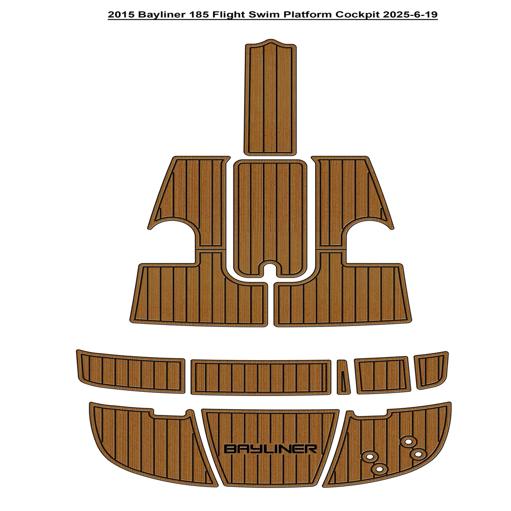 

2015 Bayliner 185 Flight Swim Platform Cockpit Pad Boat EVA Foam Faux Teak Deck Floor Mat SeaDek MarineMat Style Self Adhesive