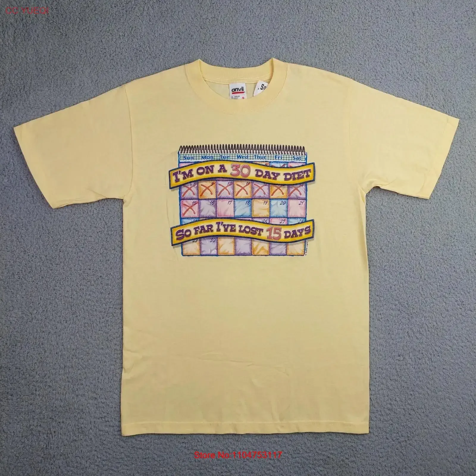 Vintage Diet Weight Loss Joke Funny Silly T Shirt Men's Size Small Y2k long or short sleeves vintage Washed graphic Slightly