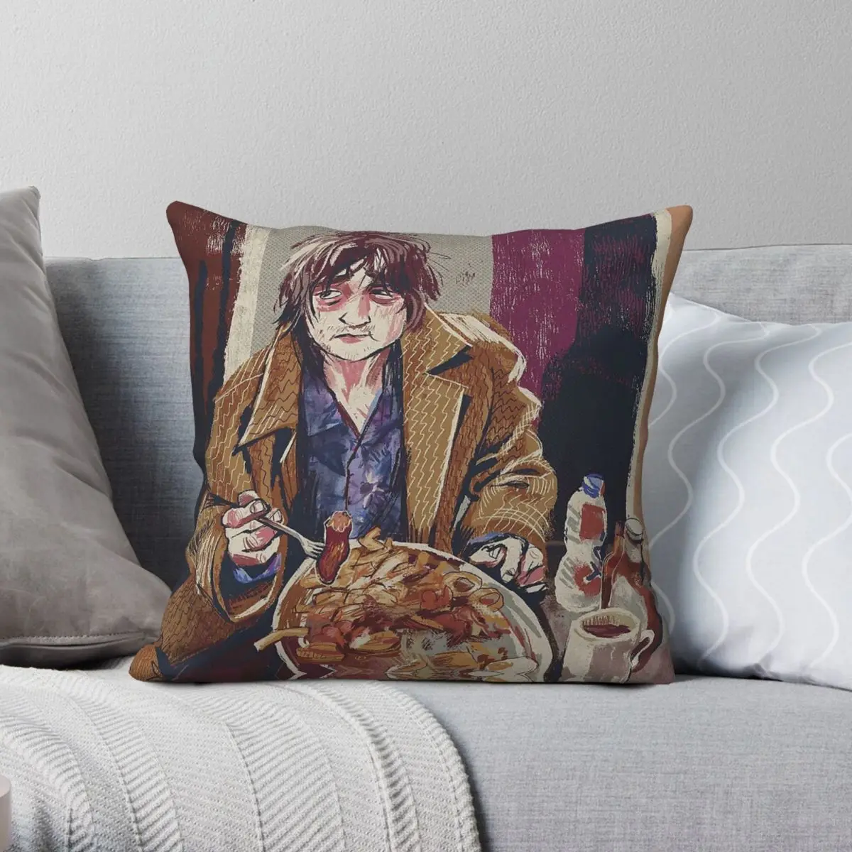 Pete Doherty Eating A Large Breakfast Square Pillowcase Polyester Linen Velvet Creative Zip Decor Home Cushion Cover 18