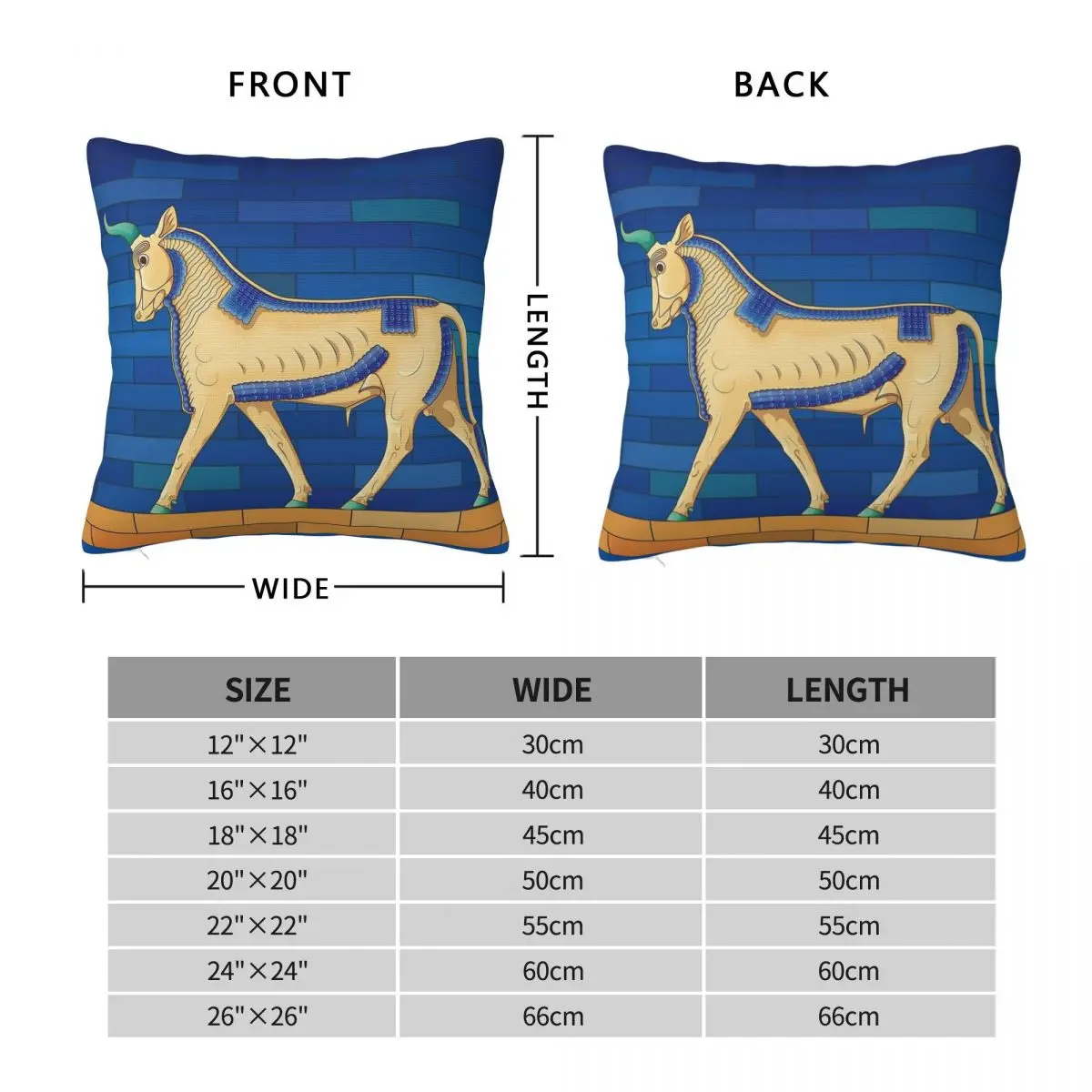 Babylonian Auroch Square Pillowcase Polyester Linen Velvet Printed Zip Decorative Throw Pillow Case Sofa Seater Cushion Cover