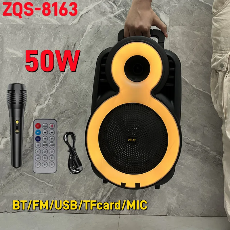 

SING-E ZQS8163 Portable Bluetooth Speaker System 50W Rechargeable Outdoor Speaker PA System 8 "double Horse LightsSubwoofer