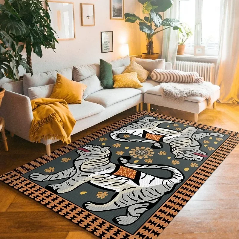 Vintage Tijger Versieren Woonkamer Tapijt Onregelmatige Vorm Koffietafels Pluche Mat Licht Luxe Slaapkamer Pluizig Tapijt Ковеp Tapis 러