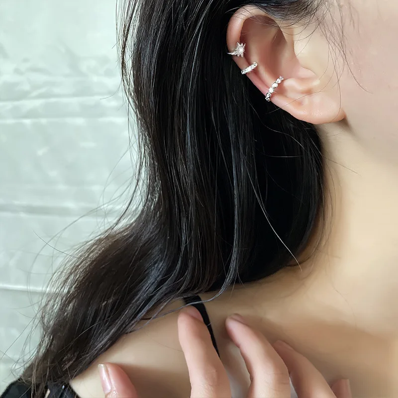 1PC Fashion Crystal CZ Heart Hollow Geometry Ear Cuffs Without Hole Clip Earrings Non-Piercing Fake Cartilage Earrings For Women