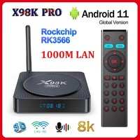 20pcs X98K PRO Smart TV Box RK3566 Android 11 4GB 32GB BT USB3.0 2.4G/5G Dual Wifi 1000M 4K 8K 3D Media Player Set Top Box