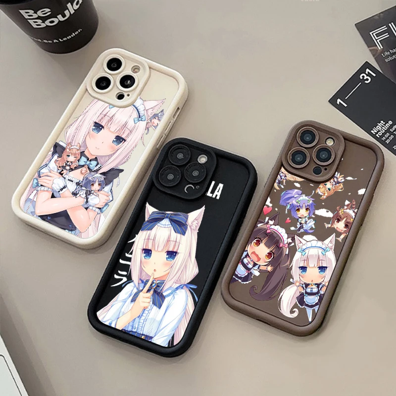 Cartoon Nekopara For Apple iPhone 15 14 13 12 11 XS XR X 8 7 Pro Max Plus Soft Eye Ladder Phone Case Cover