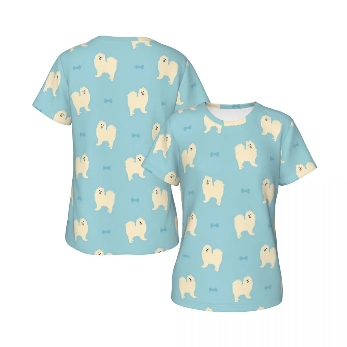 Samoyed Dog T-Shirt for Women O-Neck Streetwear T Shirts Women's Short Sleeve Summer Clothes Tops