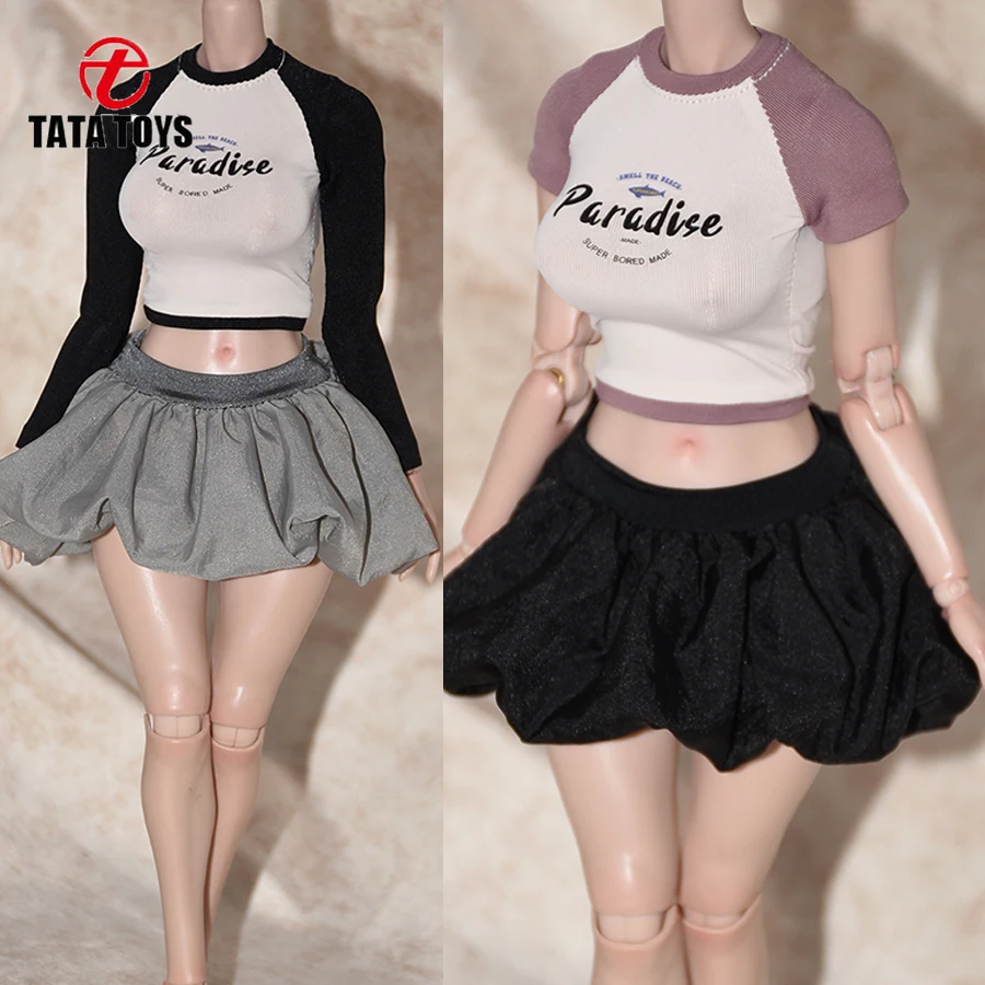 

1/6 Scale female dolls clothes tight T shirt skirt fit 12'' action figure body model