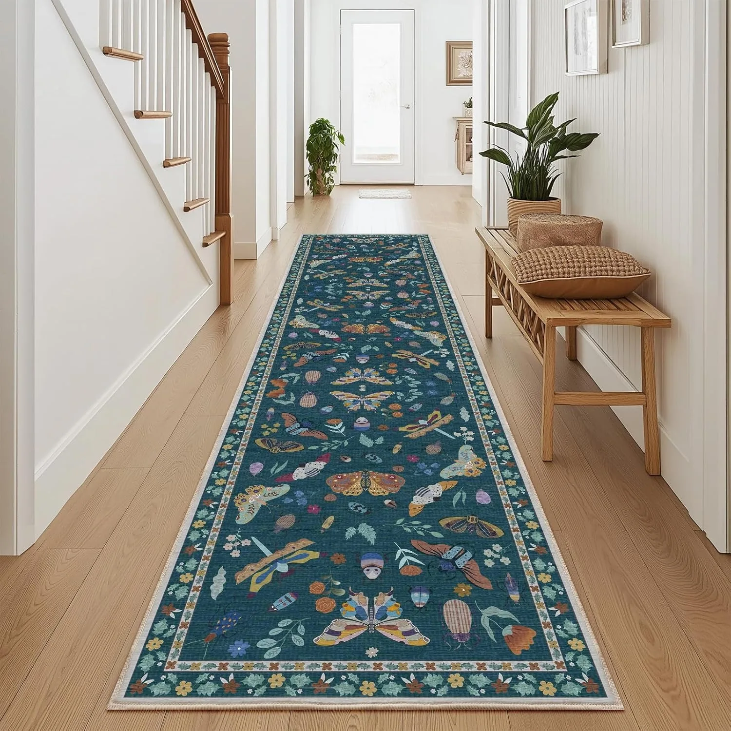 Corridor Carpet Walkway Long Carpets Living Room Bedroom Floor Mat Machine Washable Rug Spring Green Insect Home Decoration Rugs