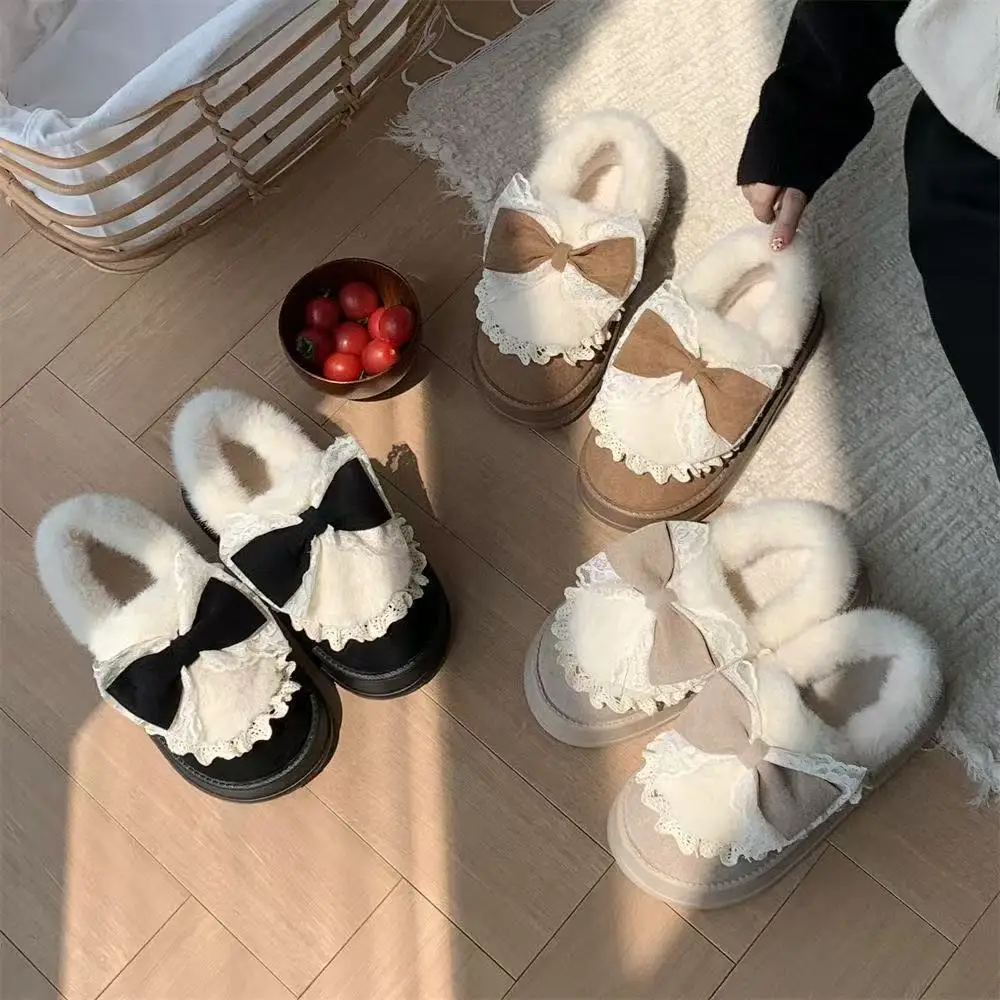 Winter A Variety of Sweet Kawaii Warm Short Boots Retro Y2K Lolita Platform Velvet Cotton Shoes Daily Outdoor Indoor Snow Boots