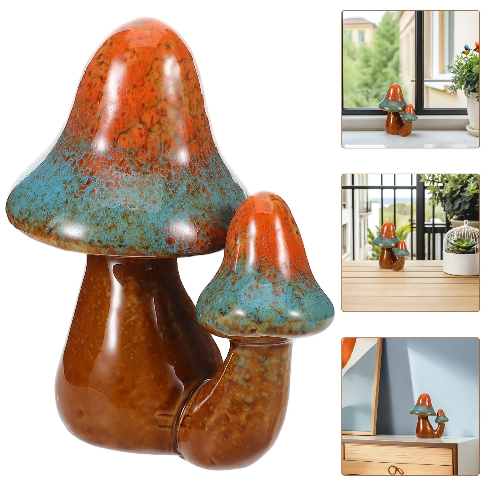 

Ceramic Mushroom Decorations Unique Garden Lawn Outdoor Indoor Statues Ornaments Flower Pot Planters Yard Art Sculptures