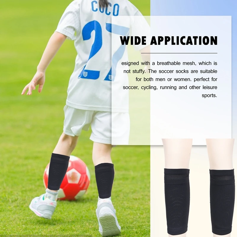 2Pairs Soccer Shin Guard Socks Breathable Soccer Shin Guard Sleeves Shin Pads Holder For Kicking Ball Running Cycling