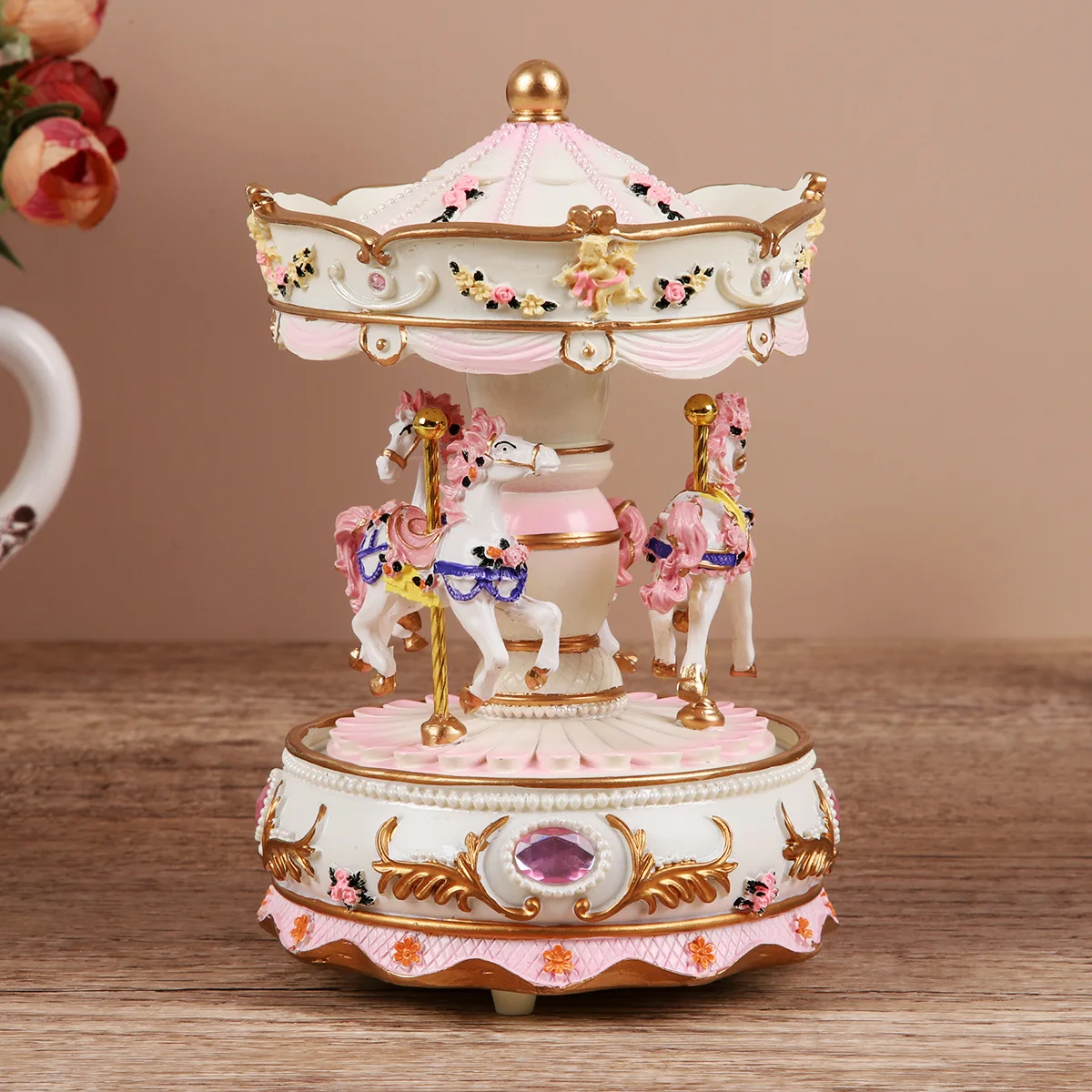 Luminous Carousel Music Box Music Box for Little Girl Princess Classmate Girl Heart Girl Birthday Gift Music Box