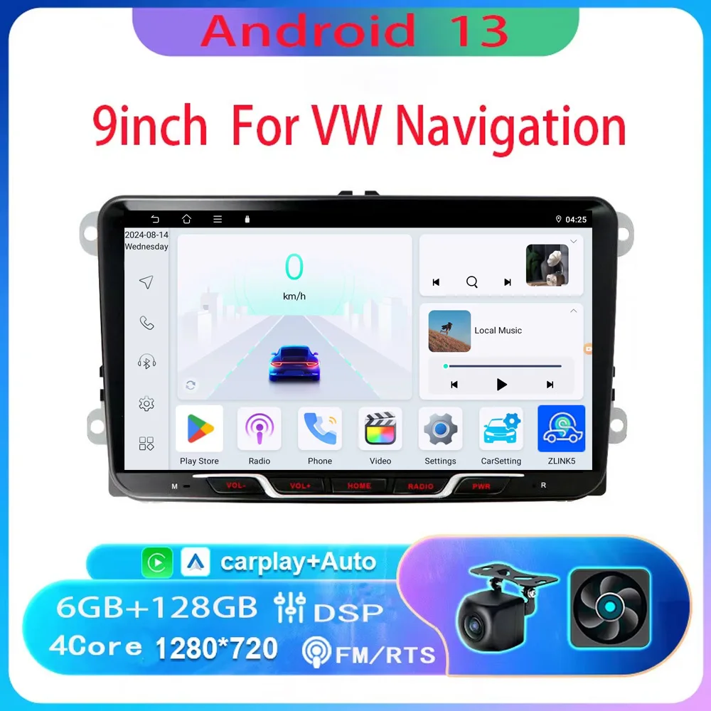 

9” 6+128GB suitable for VW/SEAT/Skoda/Passat/Golf/Polo Wireless Apple CarPlay Android car audio radio FM BT host