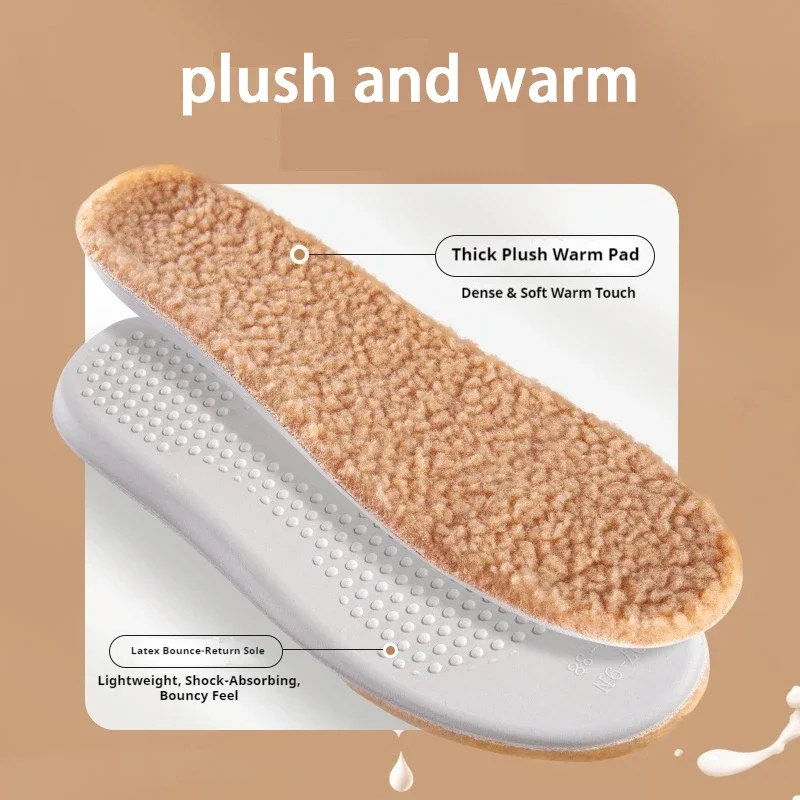 1/5/10Pair Cotton Shoes Winter Warmth Insoles Latex Lambswool Insole Soft Shoe Sole Thick Plush Comfortable Shoe Pads image 3